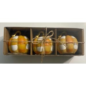 Autumn Painted Gold Stem Resin Decor Pumpkins